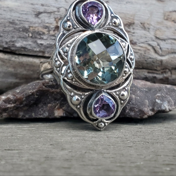 Nicky Butler Prasiolite Amethyst Gemstone 925 Sterling Silver Size 7 NWT Ring - Picture 4 of 6